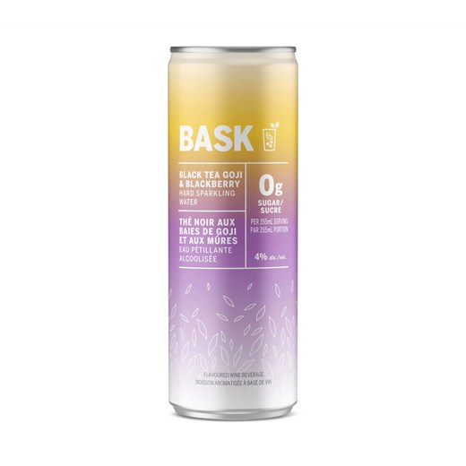 an image of BASK Refreshment Black Tea, Goji, & Blackberry Hard Sparkling Water