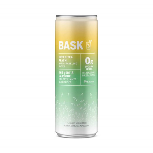 an image of BASK Green Tea Peach Hard Sparkling Water